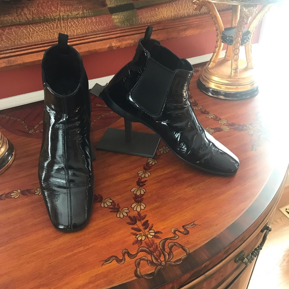 Prada Men’s Vintage Ankle Boots Size 8 Black Patent Leather - Picture 2 of 9